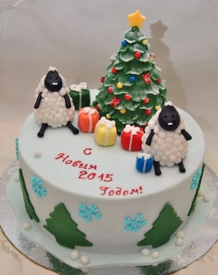 Новогодний торт на год овцы