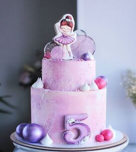 Торт розово-фиолетовый двухъярусный №165203