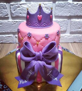 Торт розово-фиолетовый двухъярусный №165212