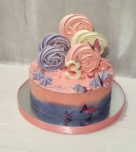 Торт розово-фиолетовый на 3 года малышке №165217