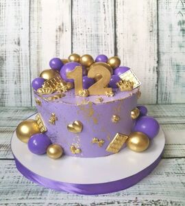 Торт фиолетовый с золотом на 12 лет №179005