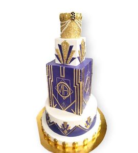 Торт фиолетовый с золотом многоярусный №179008