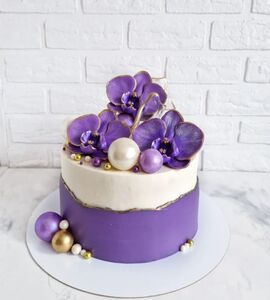 Торт фиолетовый с золотом красивый №179014