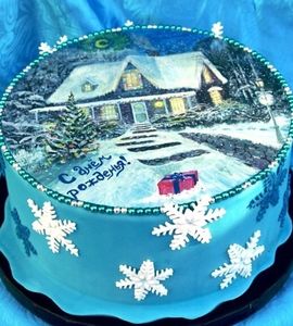 Торт с зимним лесом на день рождения