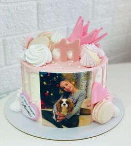 Торт с фото розовый для девочки №142812