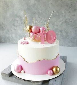 Торт розовый для девочки на юбилей №142820