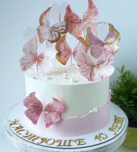 Торт с бабочками розовый для девочки №142821