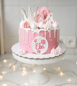 Торт розовый для девочки Евы №142823