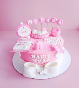 Торт розовый для девочки Юстианы №142827