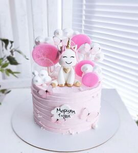 Торт с единорогом розовый для девочки №142836
