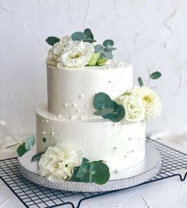 Торт с цветами для девочки двухъярусный №133306