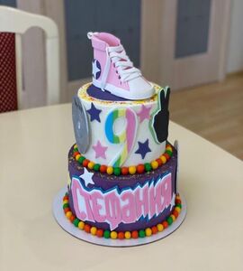 Торт модный для девочки двухъярусный №133329