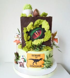 Торт с динозаврами зеленый девочке №151617
