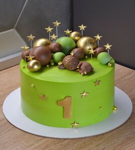Торт зеленый с олененком девочке №151625