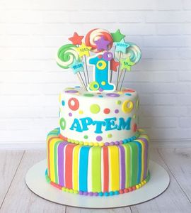 Торт на 1 год мальчику цветной №212151