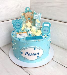 Торт на 1 год мальчику Роману №212157
