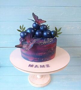 Торт черно-фиолетовый с шарами №185507