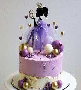 Торт черно-фиолетовый на 6 лет девочке №185513