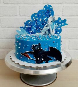 Торт с драконом синий №490610