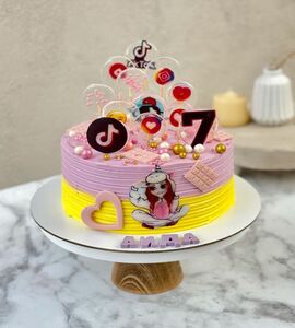 Торт фиолетово-желтый на 7 лет девочке №178701