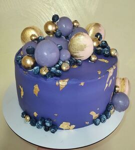 Торт фиолетово-желтый на день рождения №178720