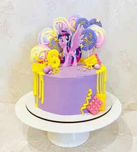 Торт фиолетово-желтый на 6 лет девочке №178721