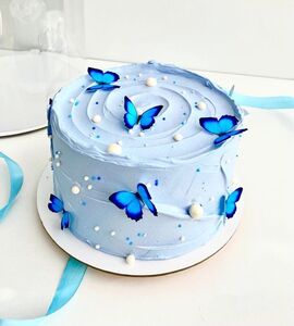 Торт фиолетовый с бабочками для девочки №178802
