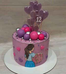 Торт фиолетовый для девочки на 12 лет №178810