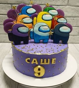 Торт фиолетовый для девочки на 9 лет №178824