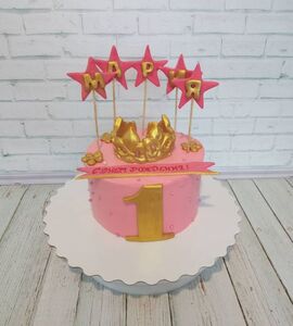 Торт желто-розовый малышке №151103