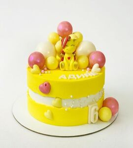 Торт желто-розовый с единорогом №151116
