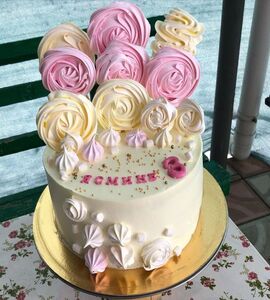 Торт желто-розовый без мастики №151118