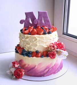 Торт двухъярусный с ягодами №134117