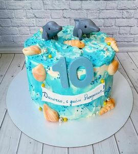 Торт дельфины на 10 лет Димочке №490407
