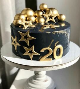 Торт 20 лет черный с золотом №474620