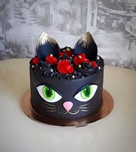 Торт черная кошка с ушками №185202