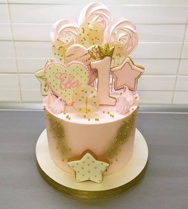 Торт на 1 годик Еве розовый №211729