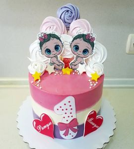 Торт на 1 год девочкам близнецам №211957