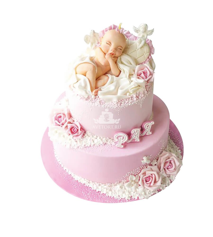 Торт для новорожденной девочки