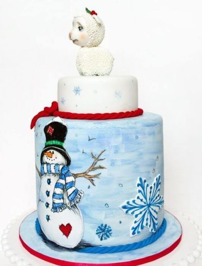 Торт с овечкой и снеговиком