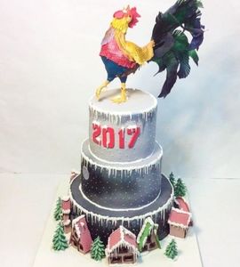Торт новогодний с петухом 2017