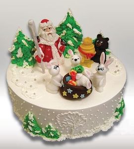 Торт с зайками мишкой Дедом Морозом