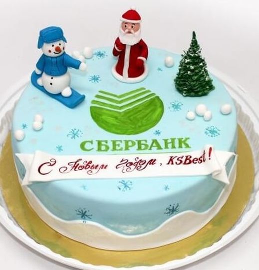 Торт новогодний корпоративный клиенту банка