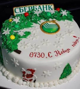 Торт новогодний для отделения Сбербанка