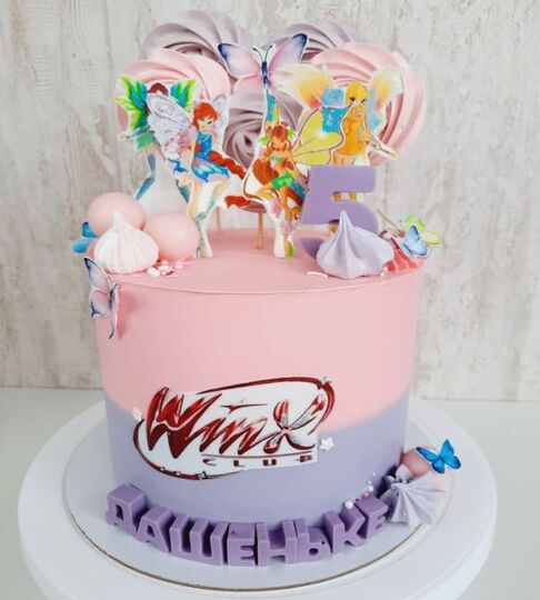 Торт розово-фиолетовый Дашеньке на 5 лет №165224