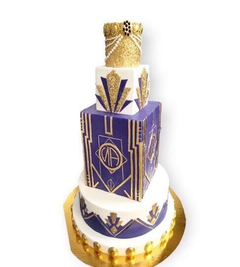 Торт фиолетовый с золотом многоярусный №179008