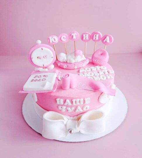 Торт розовый для девочки №142827