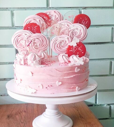 Торт с меренгами розовый для девочки №142832