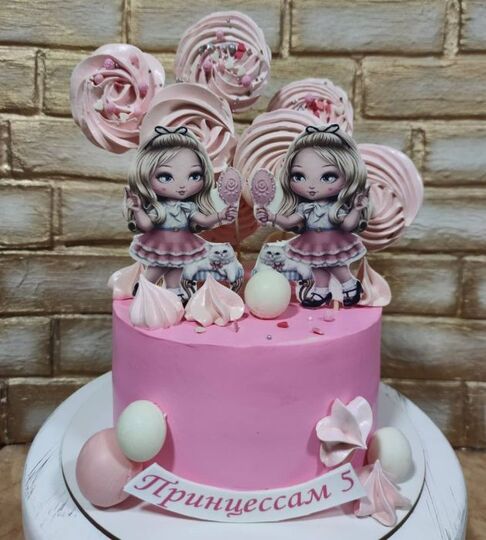 Торт двойняшкам принцессам на 5 лет №490168