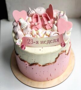 Торт розовый сообщение о беременности №173224